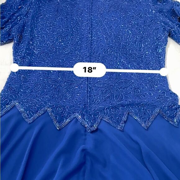 BRILLIANTE by J.A. Vintage Short sleeve cobalt blue formal gown with beading- 1X - Picture 13 of 15